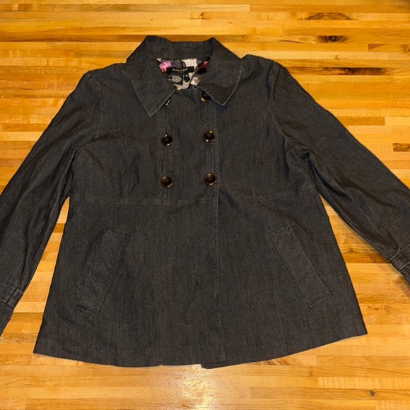 Sandro Dark Gray Double-Breasted Chambray Jacket XL - Picture 2 of 9